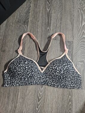 Pro Player Black & Light Pink Leopard-Print Wireless Bra